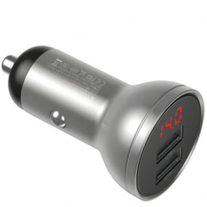 Incarcator Auto Baseus Digital Display, 24W, 2.4A, 2 x USB-A, Argintiu CCBX-0S