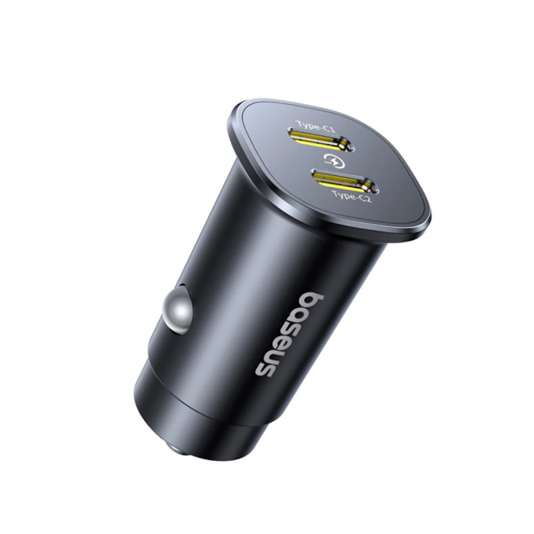 Incarcator Auto Baseus GoTrip, 30W, 3A, 2 x USB-C, Negru