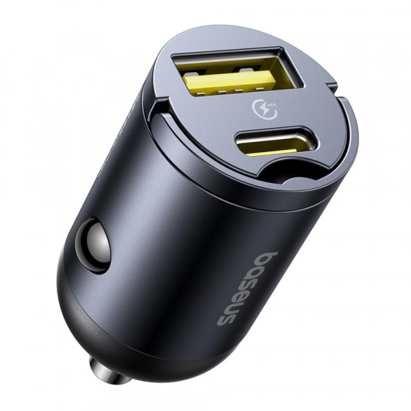 Incarcator Auto Baseus Tiny Star, 30W, 3A, 1 x USB-A - 1 x USB-C, Negru C00035001121-02