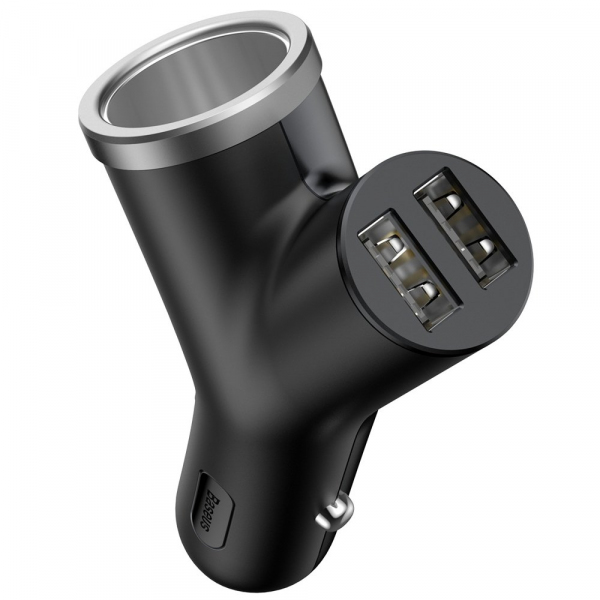Incarcator Auto Baseus Y Type, 40W, 3.4A, 2 x USB-A - 1 x Extensie Bricheta, Negru CCALL-YX01