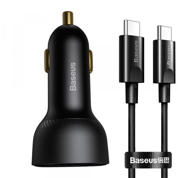 Incarcator Auto Cu Cablu USB-C Baseus Superme, 100W, 5A, 1 x USB-A - 1 x USB-C, Negru TZCCZX-01