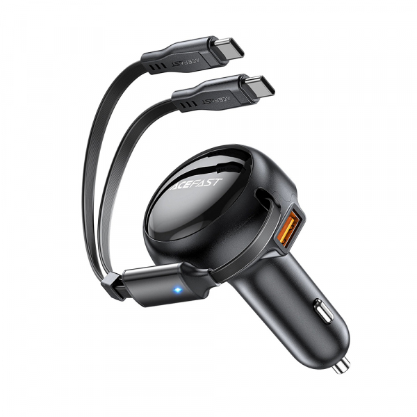 Incarcator Auto Cu Cablu USB-C Acefast B13, 53W, 3A, 1 x USB-A, Negru