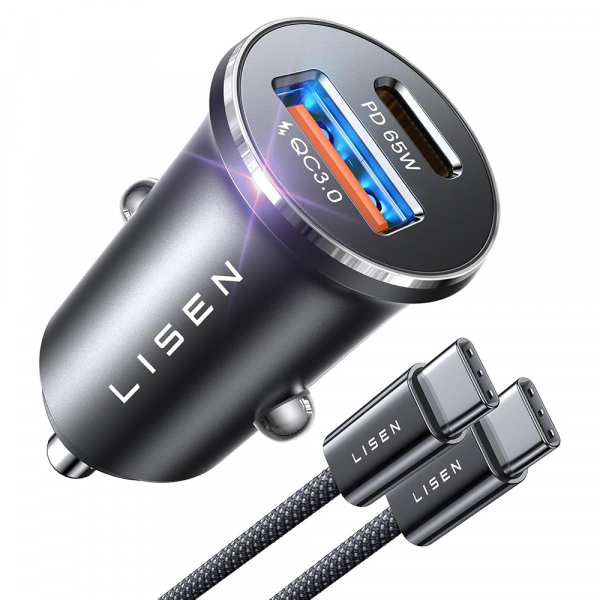 Incarcator Auto Cu Cablu USB-C Lisen, 83W, 3.25A, 1 x USB-A - 1 x USB-C, Argintiu YL0223110003