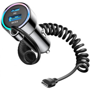 Incarcator Auto Cu Fir USB-C Joyroom JR-CL07, 90W, 3A, 1 x USB-A - 1 x USB-C, Negru