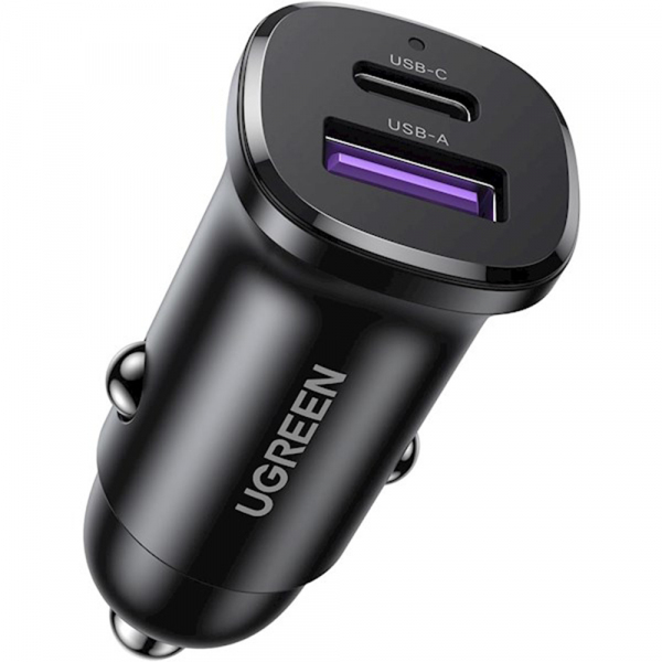 Incarcator Auto UGREEN EC305, 30W, 3A, 1 x USB-A - 1 x USB-C, Negru