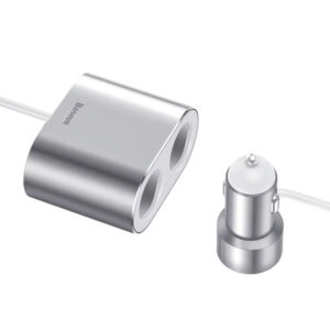 Incarcator Auto Baseus High Efficiency, 95W, 2.1A, 2 x USB-A - 2 x Extensie Bricheta, Argintiu CRDYQ-0S