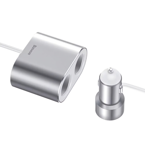 Incarcator Auto Baseus High Efficiency, 95W, 2.1A, 2 x USB-A - 2 x Extensie Bricheta, Argintiu CRDYQ-0S