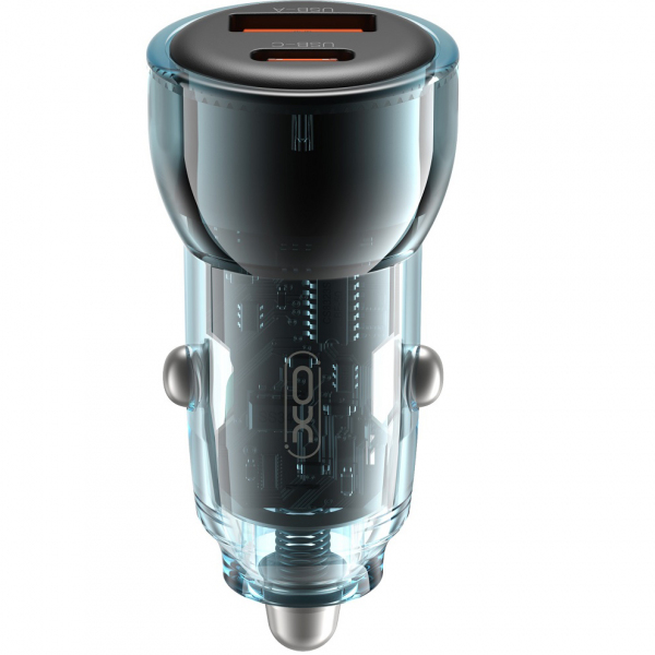 Incarcator Auto XO Design CC60, 60W, 3A, 1 x USB-A - 1 x USB-C, Albastru