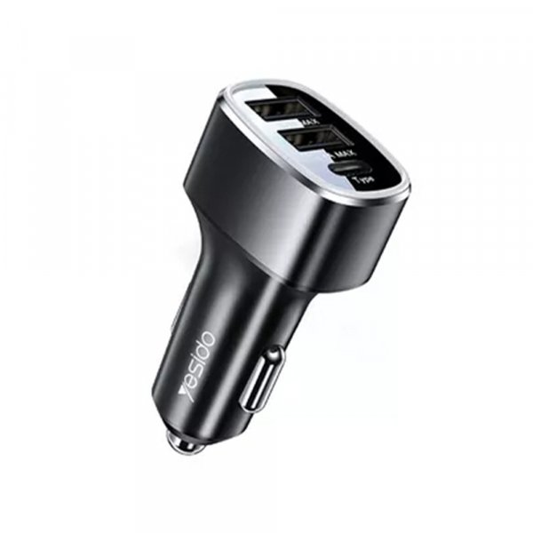 Incarcator Auto Yesido Y47, 49W, 3A, 2 x USB-A - 1 x USB-C, Negru