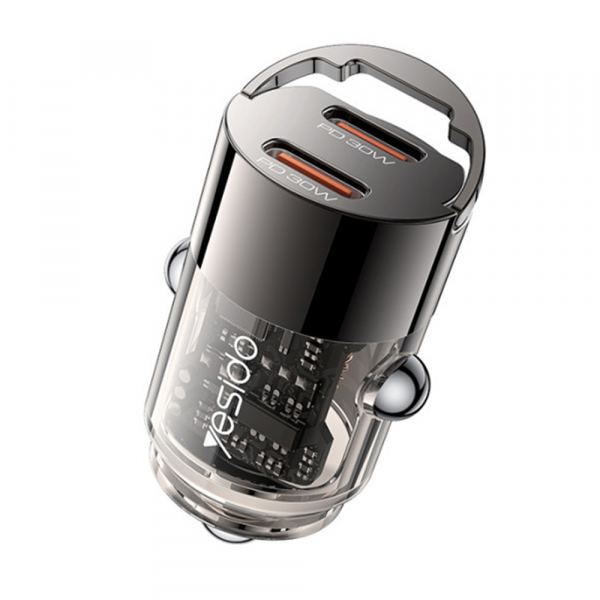 Incarcator Auto Yesido Y69, 30W, 3A, 2 x USB-C, Negru