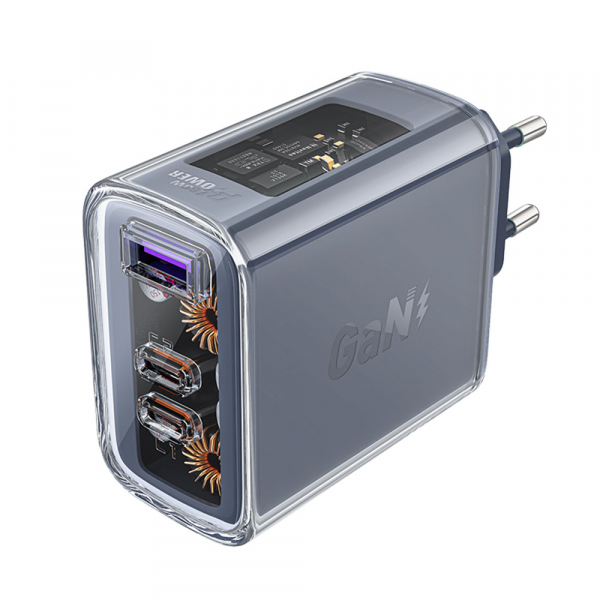 Incarcator Retea Acefast A45 Exploration, 65W, 3.25A, 1 x USB-A - 2 x USB-C, Gri