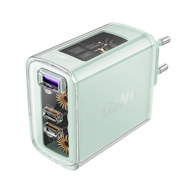 Incarcator Retea Acefast A45 Exploration, 65W, 3.25A, 1 x USB-A - 2 x USB-C, Verde