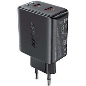 Incarcator Retea Acefast A49, 35W, 3A, 2 x USB-C, Negru