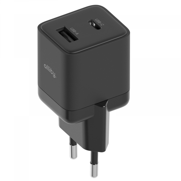 Incarcator Retea Allity. ATC-01-30WAC Mini, 30W, 3A, 1 x USB-A - 1 x USB-C, Negru