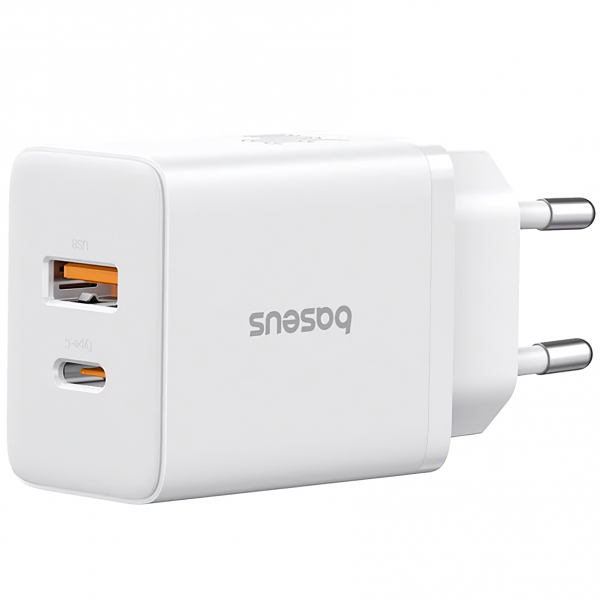 Incarcator Retea Baseus Cube, 30W, 2.4A, 1 x USB-A - 1 x USB-C, Alb P10111404213-00
