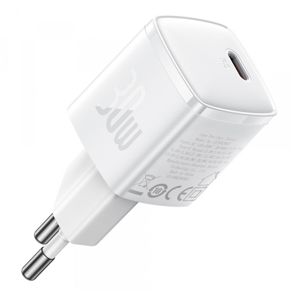 Incarcator Retea Baseus Cube Pro, 30W, 3A, 1 x USB-C, Alb CCXF000302