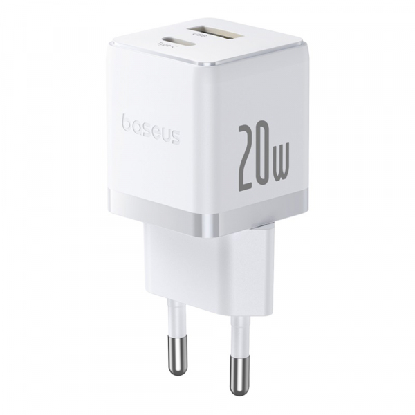 Incarcator Retea Baseus Palm, 20W, 3A, 1 x USB-A - 1 x USB-C, Alb CCZC20UE