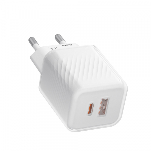 Incarcator Retea Blueo, 35W, 3A, 1 x USB-A - 1 x USB-C, Alb