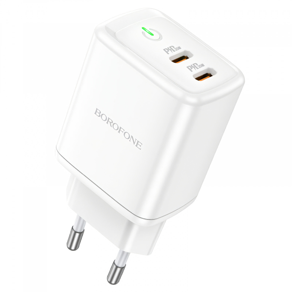 Incarcator Retea Borofone BN9, 35W, 3A, 2 x USB-C, Alb