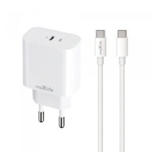 Incarcator Retea Cu Cablu USB-C MaXlife MXTC-06-20C, 20W, 3A, 1 x USB-C, Alb