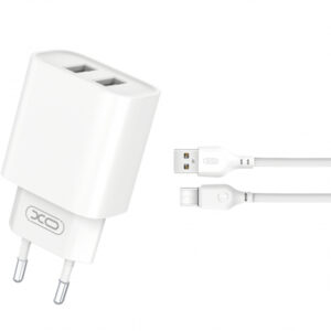 Incarcator Retea Cu Cablu USB-C XO Design CE02C, 10.5W, 2.1A, 2 x USB-A, Alb