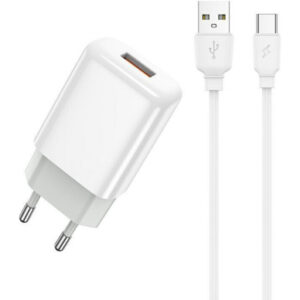 Incarcator Retea Cu Cablu USB-C Prestico F9S, 12W, 2.4A, 1 x USB-A, Alb