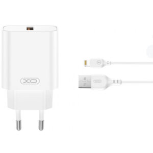Incarcator Retea Cu Cablu Lightning XO Design CE33, 18W, 3A, 1 x USB-A, Alb