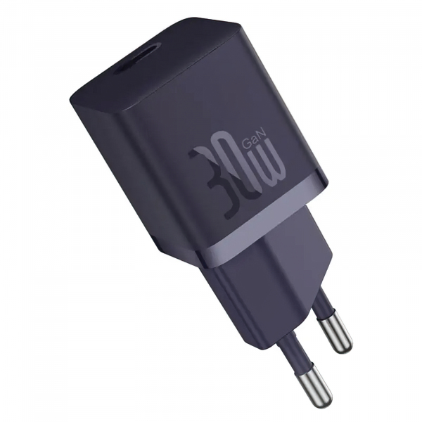 Incarcator Retea Cu Cablu USB-C Baseus GaN Mini 1C, 30W, 3A, 1 x USB-C, Mov P10110902523-00