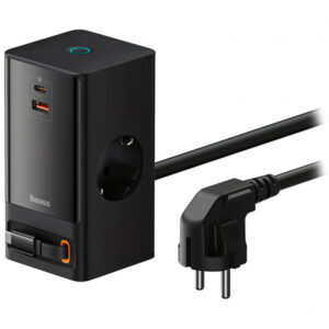 Prelungitor Baseus GaN3 Pro, 2 x Schuko - 1 x USB-A - 2 x USB-C, Negru PSLR000301
