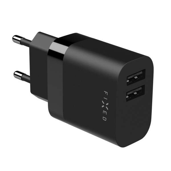 Incarcator Retea Fixed, 17W, 3A, 2 x USB-A, Negru