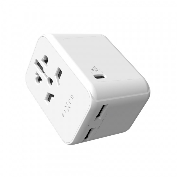 Incarcator Retea Fixed Travel, 30W, 3A, 2 x USB-A - 1 x USB-C, Alb