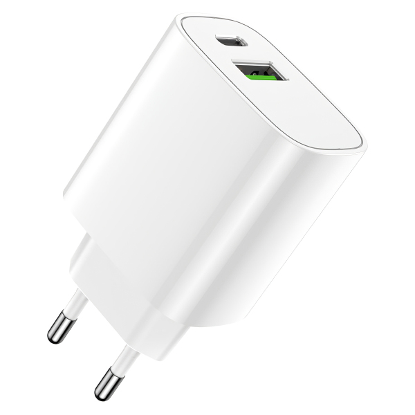 Incarcator Retea Forever LS-04, 20W, 3A, 1 x USB-A - 1 x USB-C, Alb