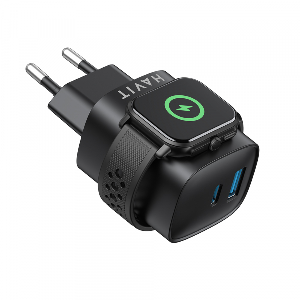 Incarcator Retea HAVIT UC132 2in1, 22W, 3A, 1 x USB-A - 1 x USB-C, Negru