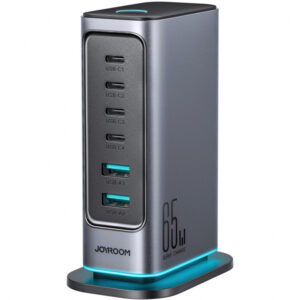 Incarcator Statie Joyroom JR-TCM02, 65W, 3.25A, 2 x USB-A - 4 x USB-C, Gri