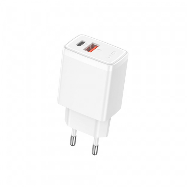 Incarcator Retea Lito LC09, 20W, 3A, 1 x USB-A - 1 x USB-C, Alb