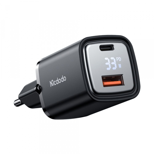 Incarcator Retea McDodo CH-1701 Graphite Display, 33W, 3A, 1 x USB-A - 1 x USB-C, Negru