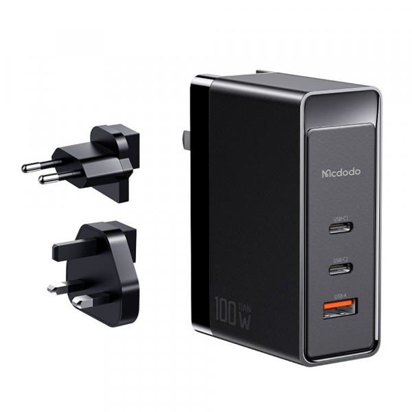 Incarcator Retea McDodo CH-8101 Pro Nuc AR Power Travel, 100W, 5A, 1 x USB-A - 2 x USB-C, Negru
