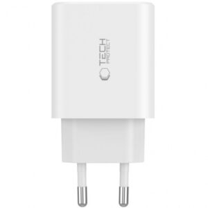 Incarcator Retea Tech-Protect NC30W, 30W, 3A, 1 x USB-A - 2 x USB-C, Alb