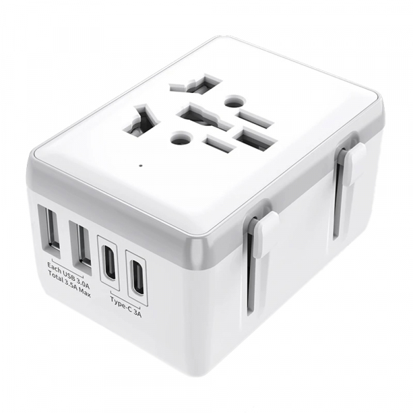 Incarcator Retea Techsuit HHt204A Travel, 15W, 3A, 2 x USB-A - 2 x USB-C, Alb