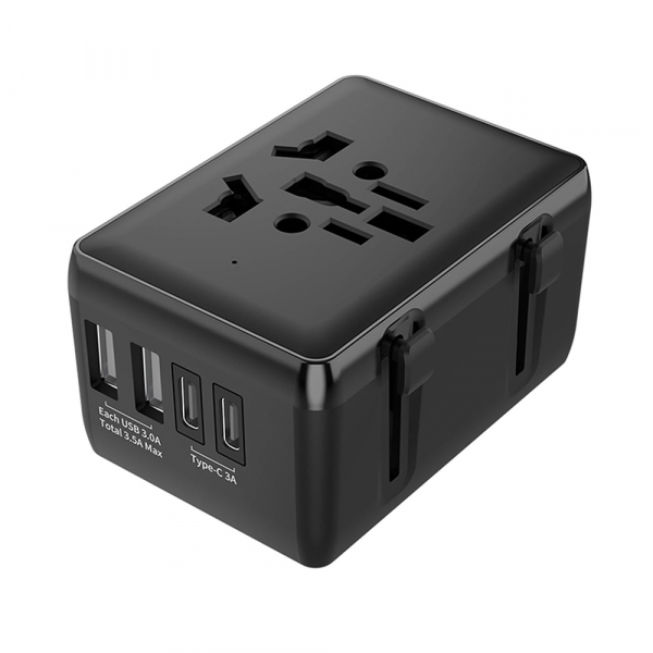Incarcator Retea Techsuit HHt204A Travel, 15W, 3A, 2 x USB-A - 2 x USB-C, Negru