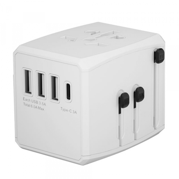 Incarcator Retea Techsuit HHT904-B3 Travel, 30W, 3A, 3 x USB-A - 1 x USB-C, Alb