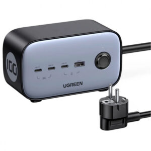 Prelungitor UGREEN CD270, 2 x Schuko - 1 x USB-A - 3 x USB-C, Gri