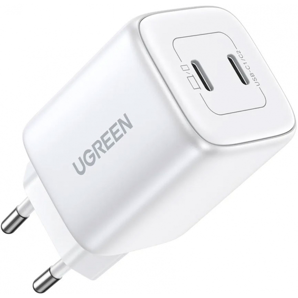 Incarcator Retea UGREEN CD294, 45W, 3A, 2 x USB-C, Alb