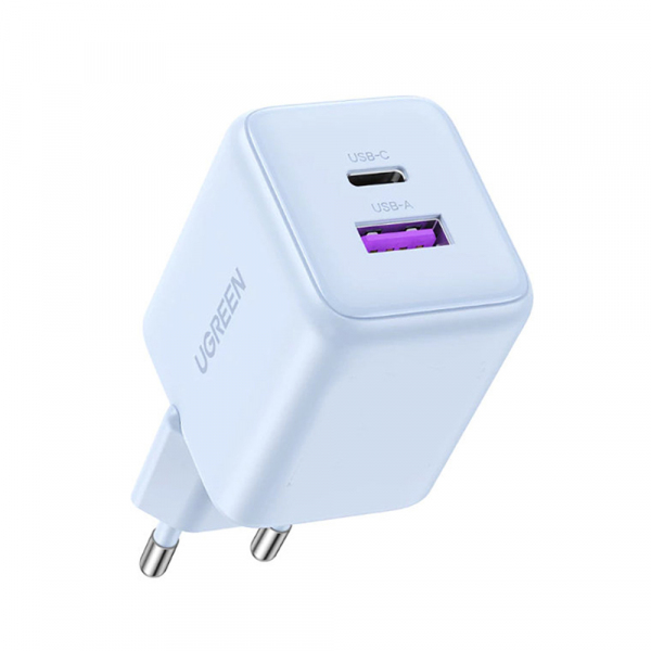 Incarcator Retea UGREEN X516, 30W, 3A, 1 x USB-A - 1 x USB-C, Albastru