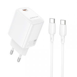 Incarcator Retea Cu Cablu USB-C Borofone BN28 Fuente, 30W, 3A, 1 x USB-C, Alb