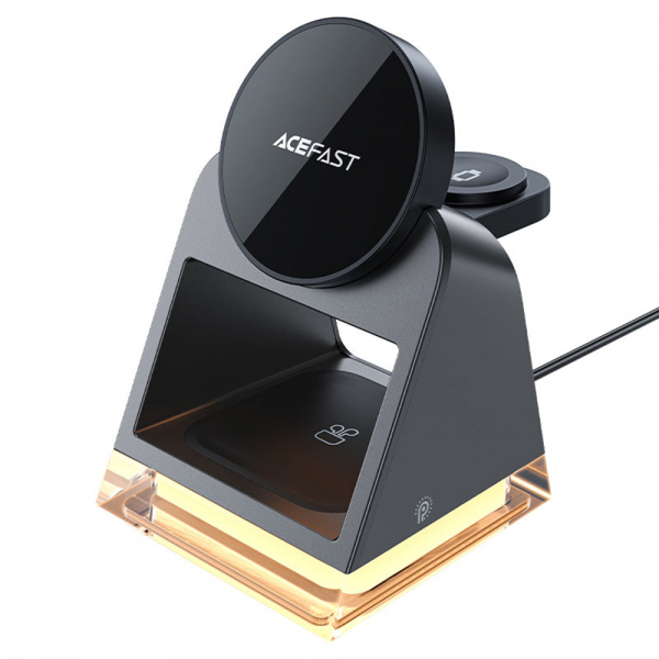 Incarcator Retea Wireless Acefast E17 3in1, 15W, 1.67A, Negru