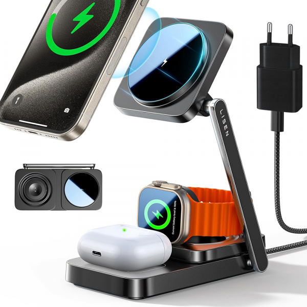 Incarcator Retea Wireless Lisen 3in1, 15W, 1.67A, Negru YL0424010003