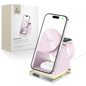 Incarcator Retea Wireless Tech-Protect A43 3in1, 15W, 1.67A, Roz