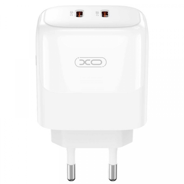 Incarcator Retea XO Design L140, 35W, 3A, 2 x USB-C, Alb