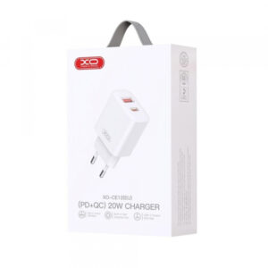 Incarcator Retea XO Design BPCE12, 20W, 3A, 1 x USB-A - 1 x USB-C, Alb